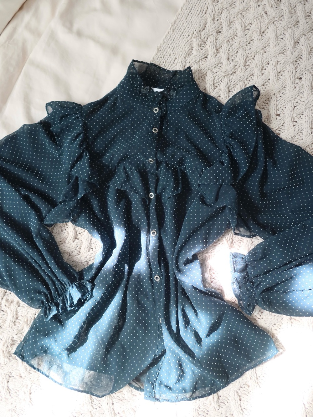 Polka Dot Ruffle Blouse - Picture 4 of 6